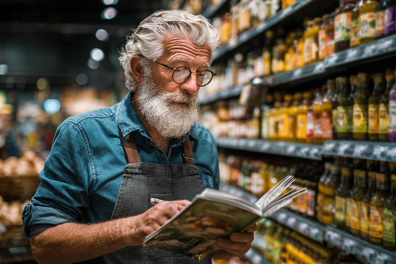 Възрастна жена подготвя здравословна храна в кухнята